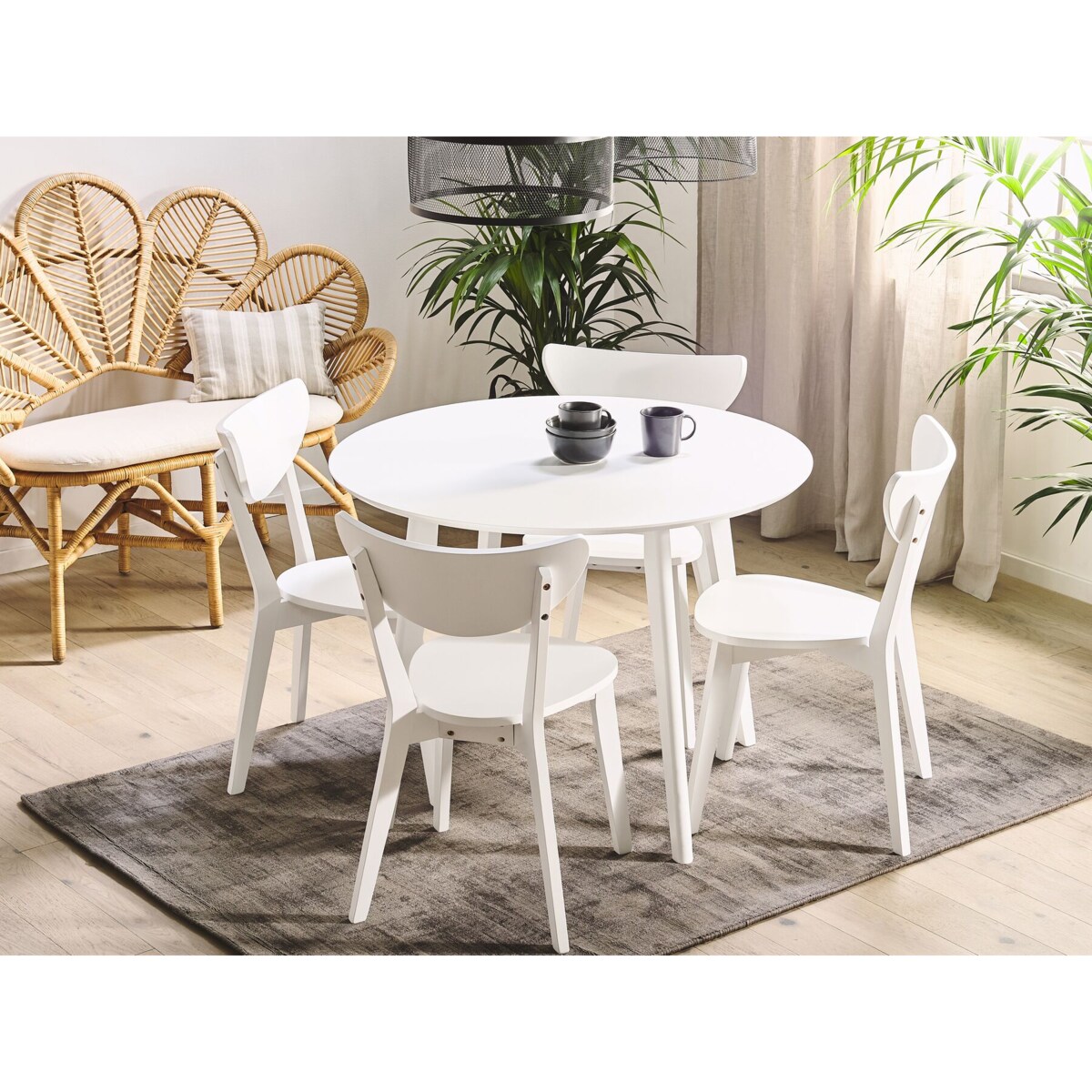 Zestaw do jadalni stół i 4 krzesła biały ROXBY