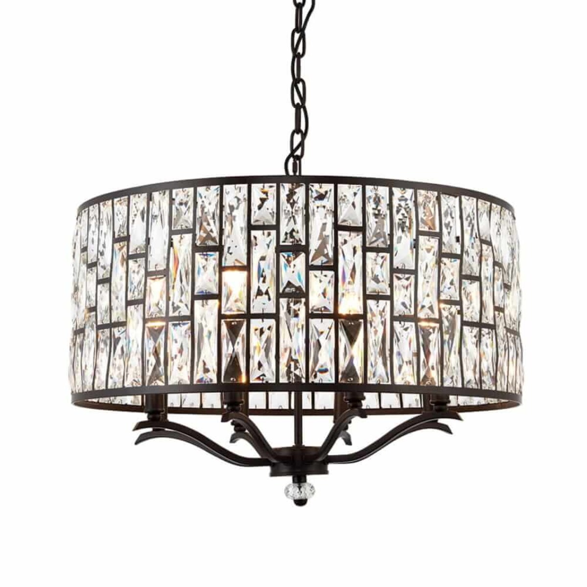 Wisząca lampa glamour Bele 69391 Endon kryształ czarny okrąg przezroczysty