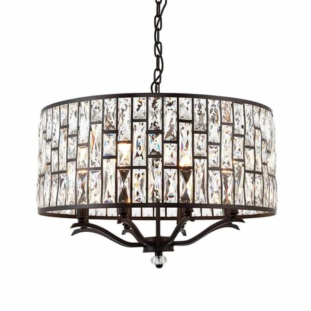 Wisząca lampa glamour Bele 69391 Endon kryształ czarny okrąg przezroczysty