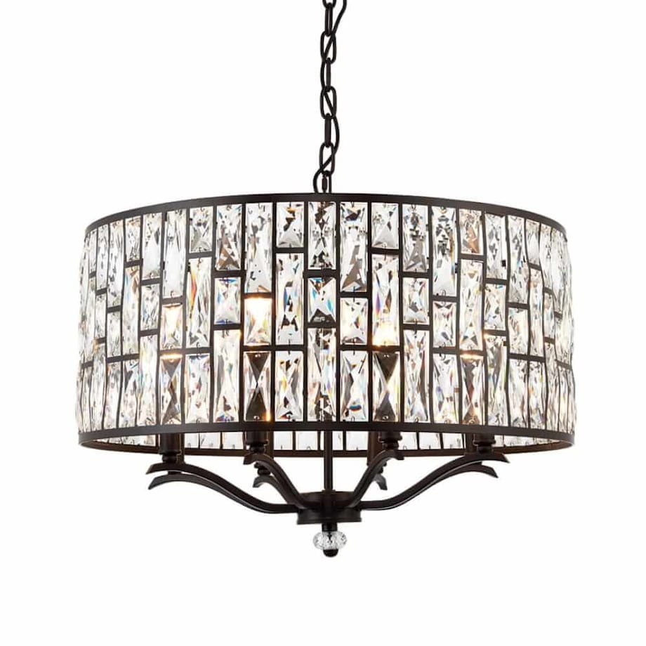 Wisząca lampa glamour Bele 69391 Endon kryształ czarny okrąg przezroczysty