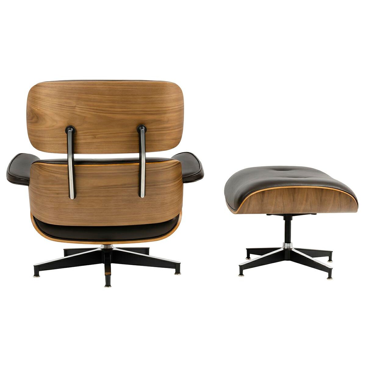 Fotel LOUNGE HM brązowy / orzech z podnóżkiem