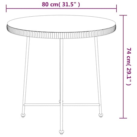 vidaXL Stół jadalniany, czarny, Ø80 cm, szkło hartowane i stal