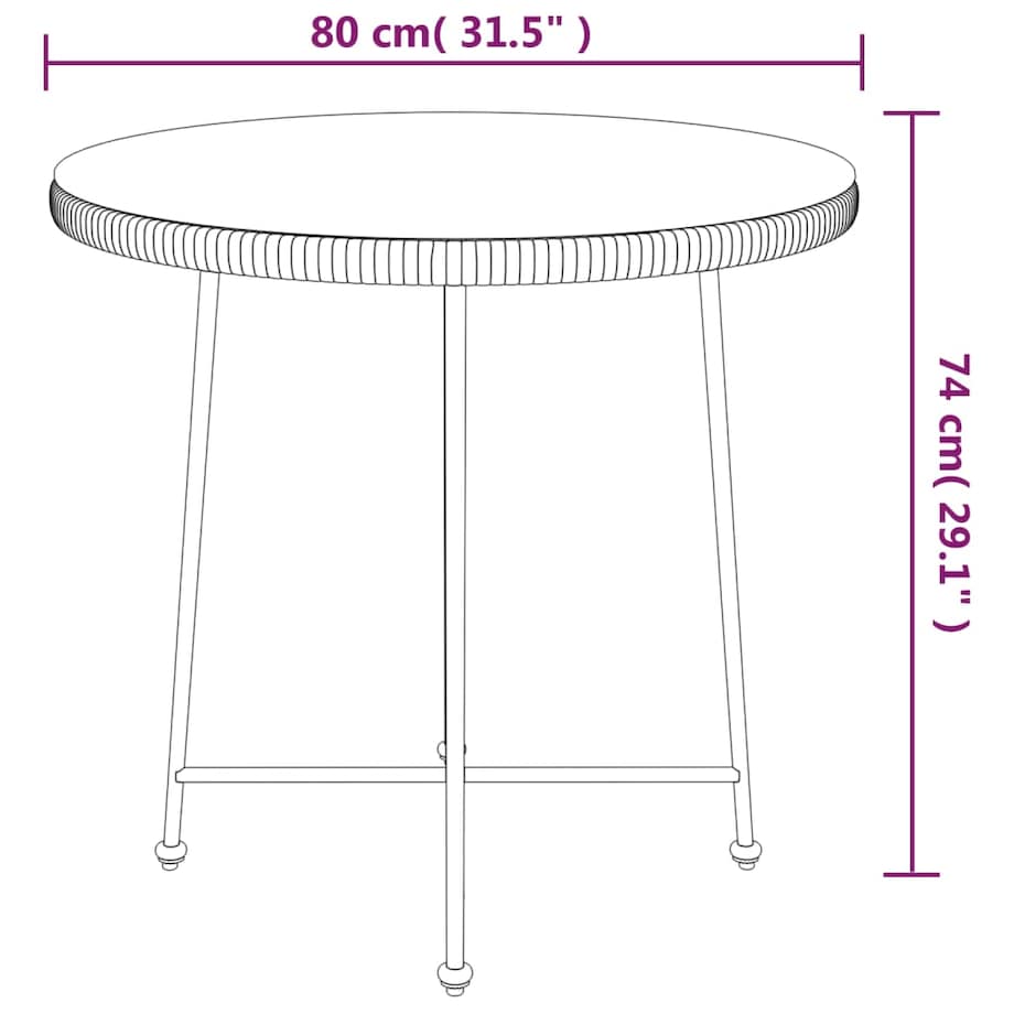 vidaXL Stół jadalniany, czarny, Ø80 cm, szkło hartowane i stal