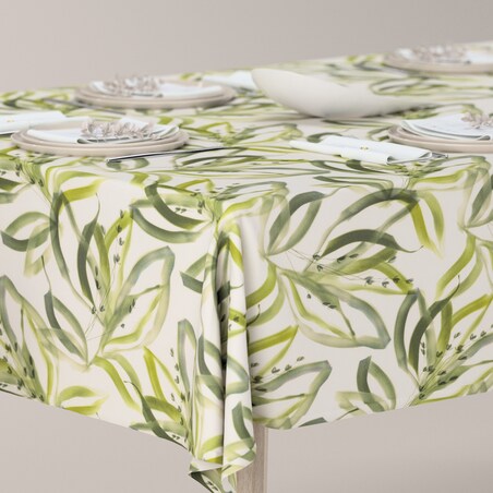 Obrus prostokątny 130 x 130 cm biało-zielony