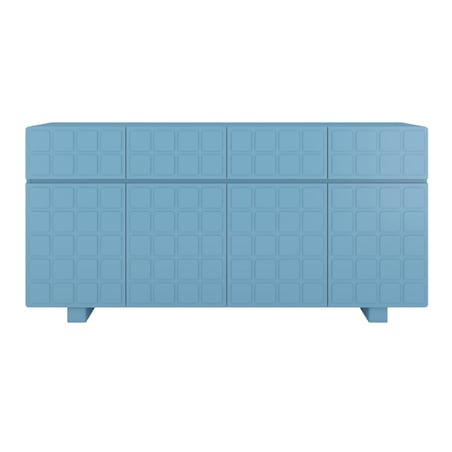 Nowoczesna komoda z frontami 3D Skandica CUBO LONG / kolor pastelowy niebieski / szer. 169 cm