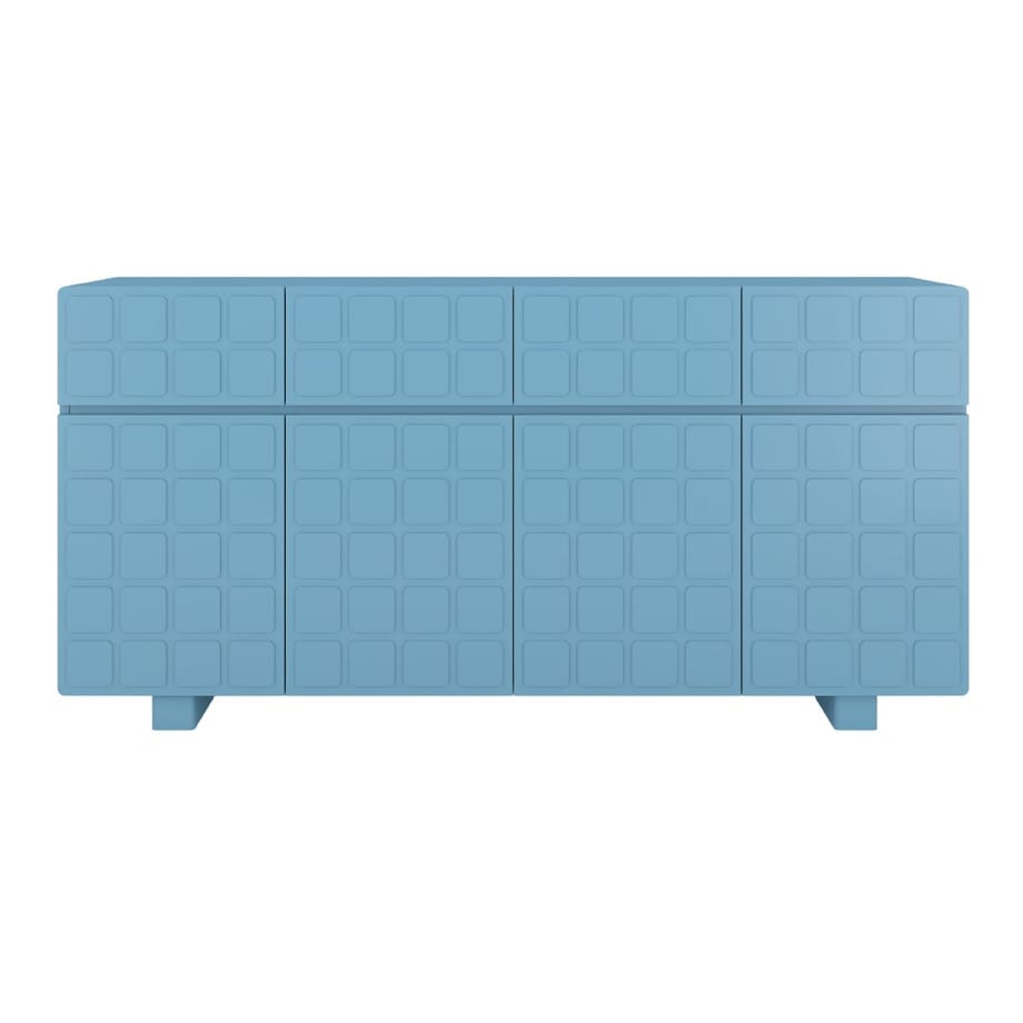 Nowoczesna komoda z frontami 3D Skandica CUBO LONG / kolor pastelowy niebieski / szer. 169 cm