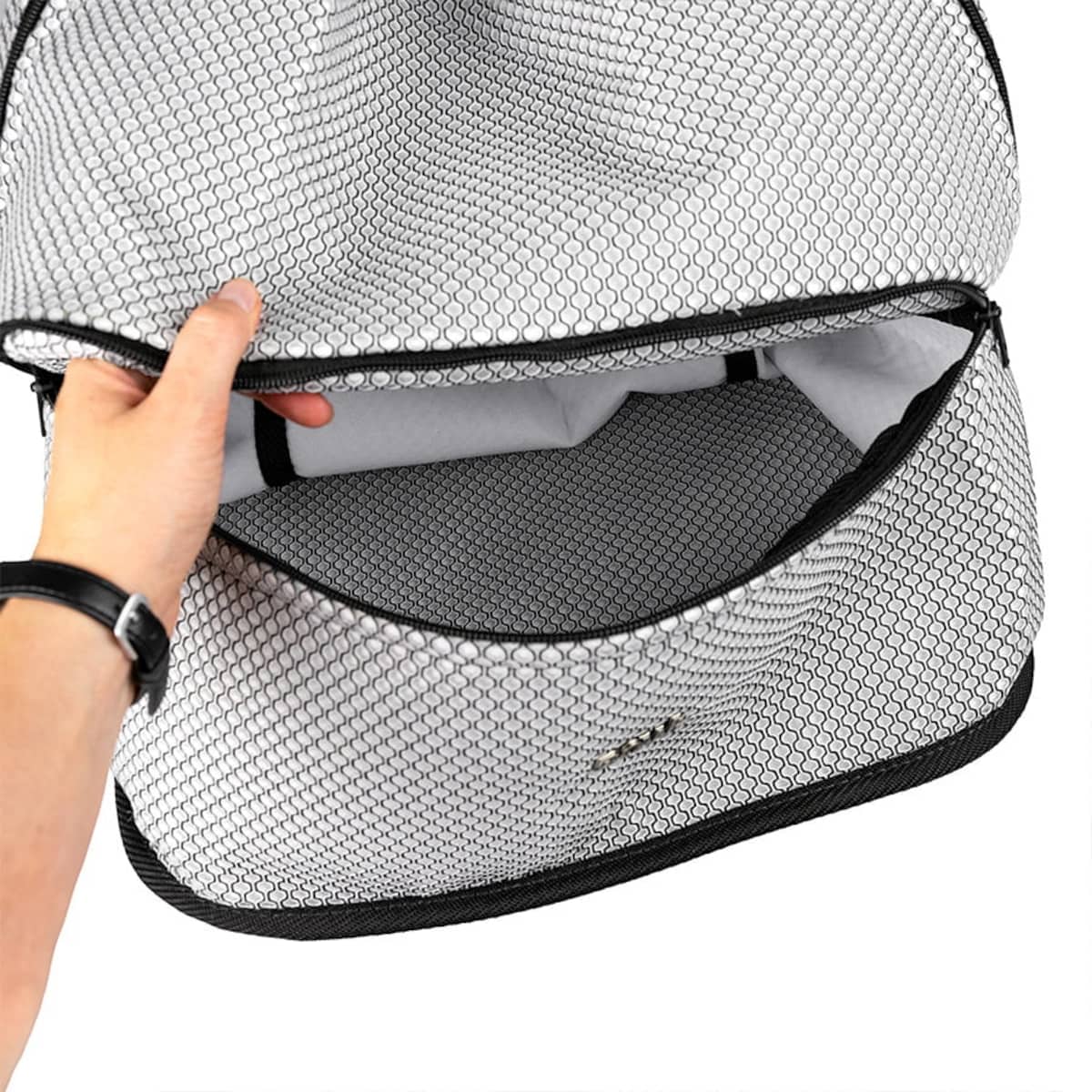 Torba sportowa, plecak na siłownię z kieszenią na buty, czarno-biały