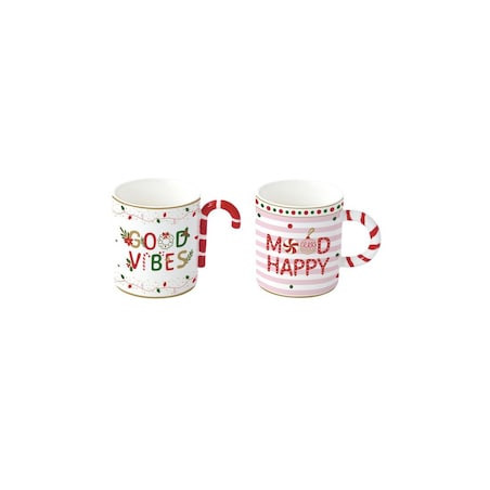 Zestaw 2 porcelanowych kubków 350 ml w kolorowym pudełku CHRISTMAS