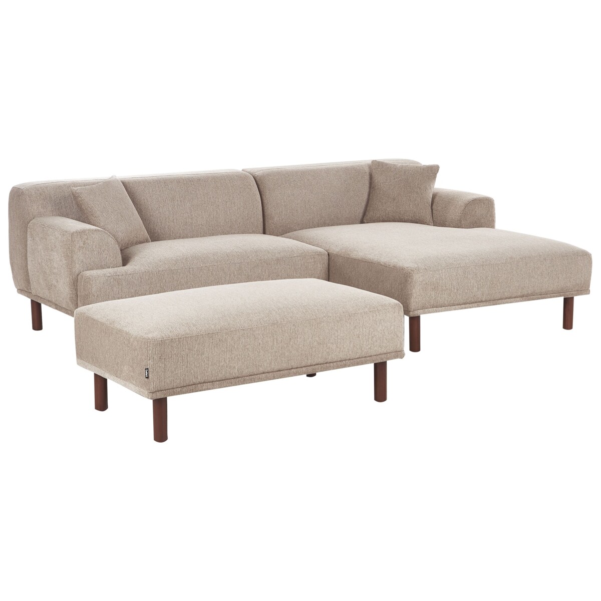 Sofa narożna lewostronna z otomaną HOLT Beżowoszary Lewostronny