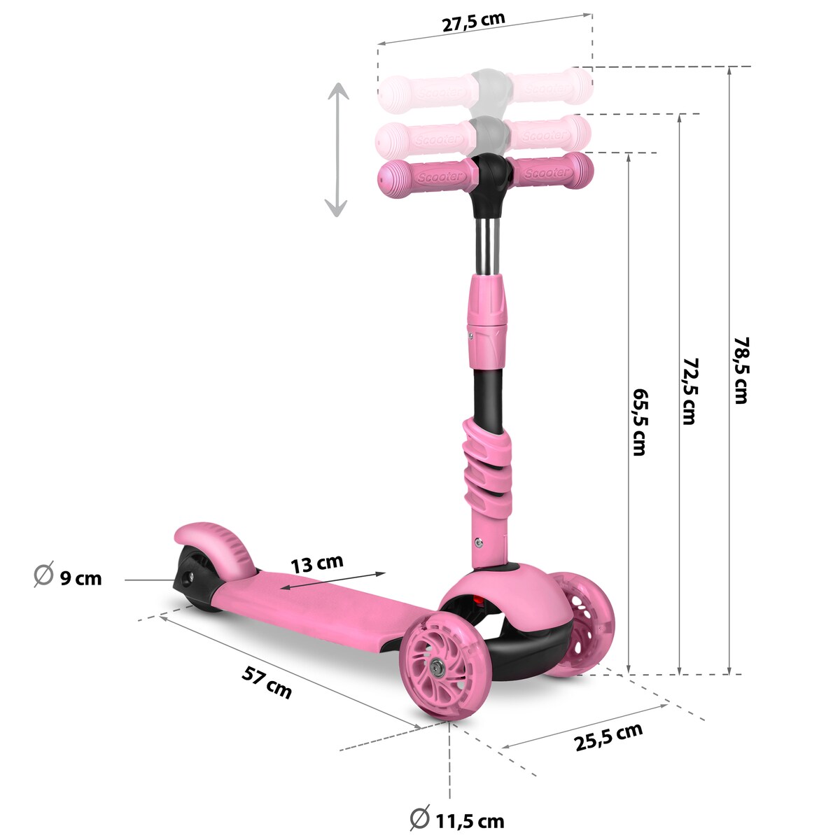 Hulajnoga trójkołowa balansowa dla dzieci 3w1 Ricokids Todi różowa