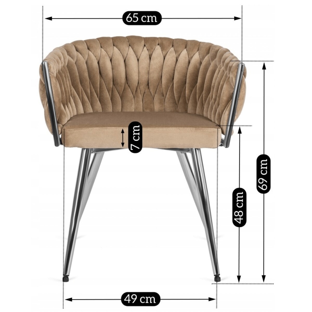 Krzesło Tapicerowane Plecionka Toaletki Loft SIENA Beżowe