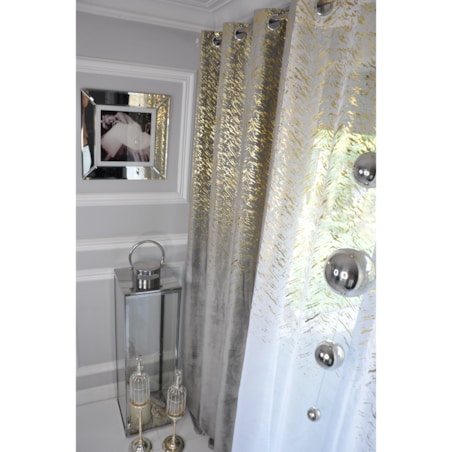 zasłona welurowa "velvet glow" złoty print 140x250 cm szary