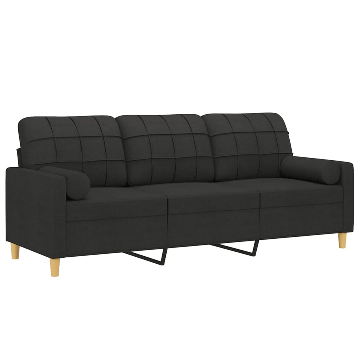 vidaXL 3-osobowa sofa z poduszkami, czarna, 180 cm, tkanina