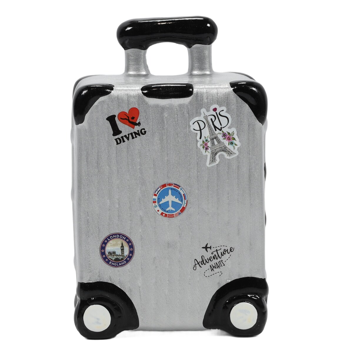 Kolorowa skarbonka ceramiczna z motywem podróży