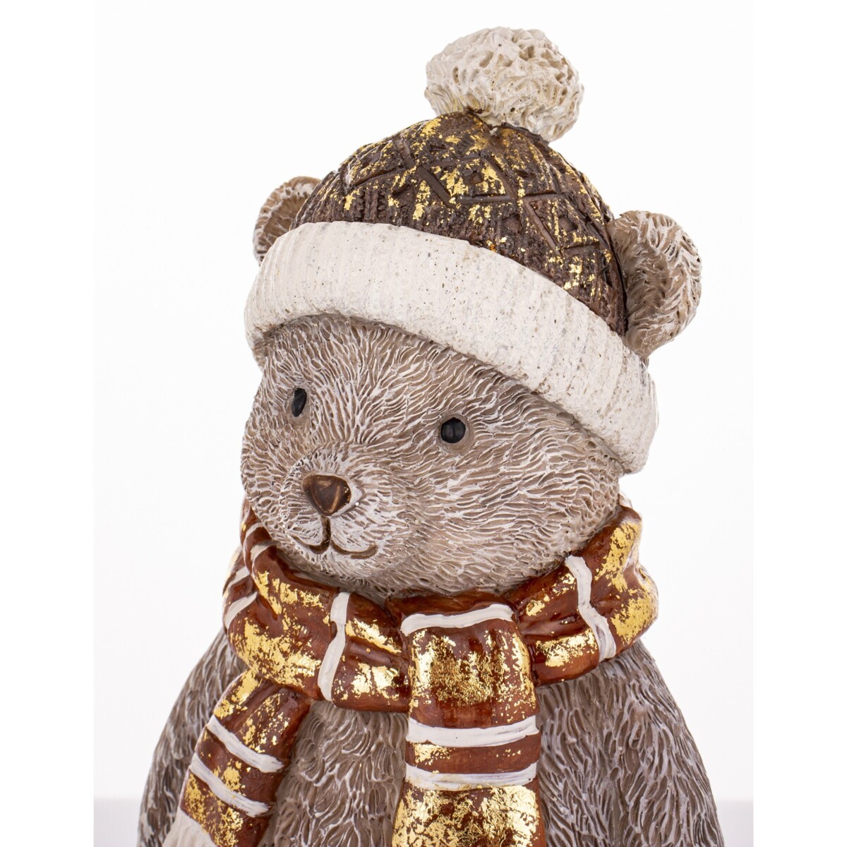 Figurka świąteczna - szary Miś w czapce i szaliku 17x8x7,5 cm CAPELLO