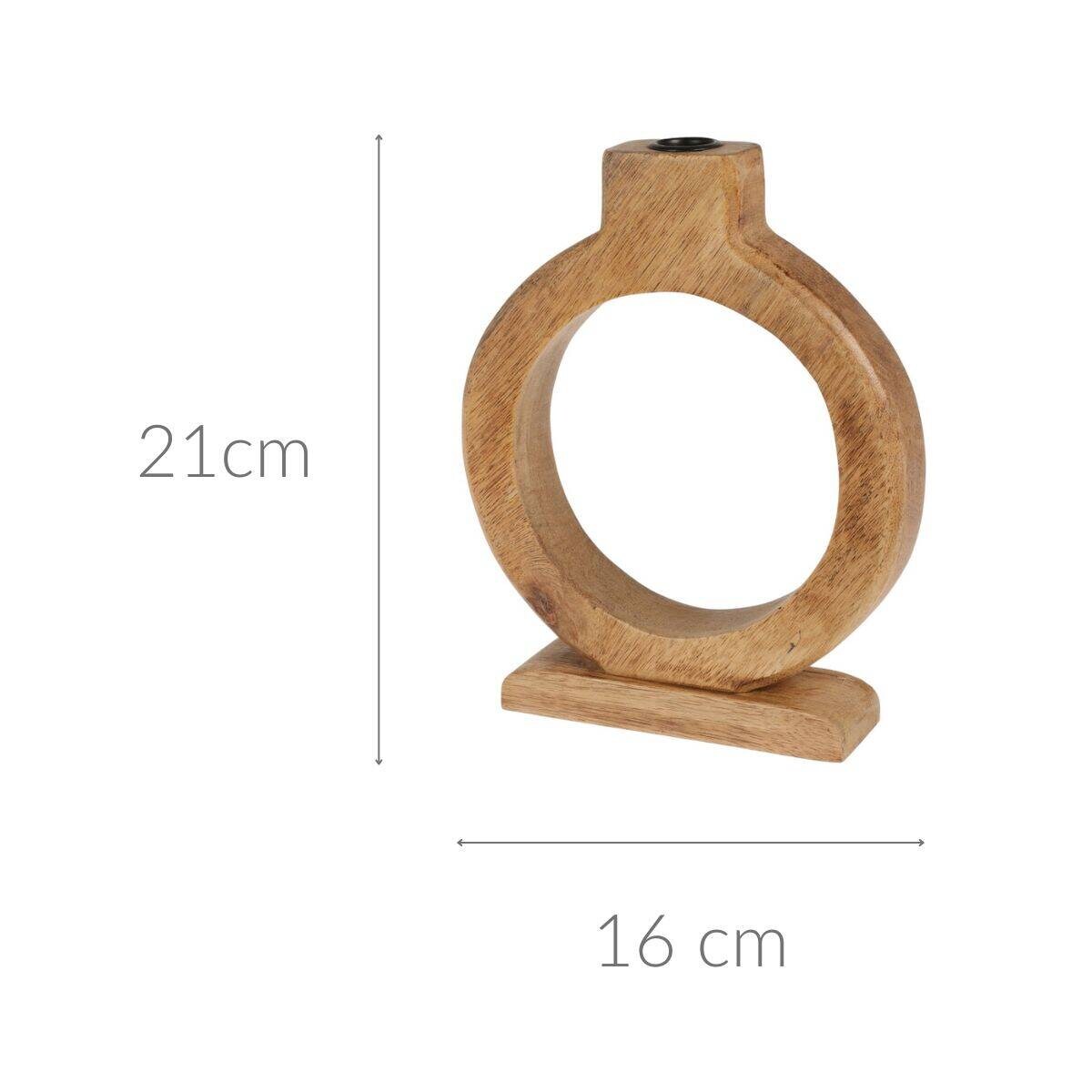 Drewniany świecznik, drewno mango, 16 x 21 cm