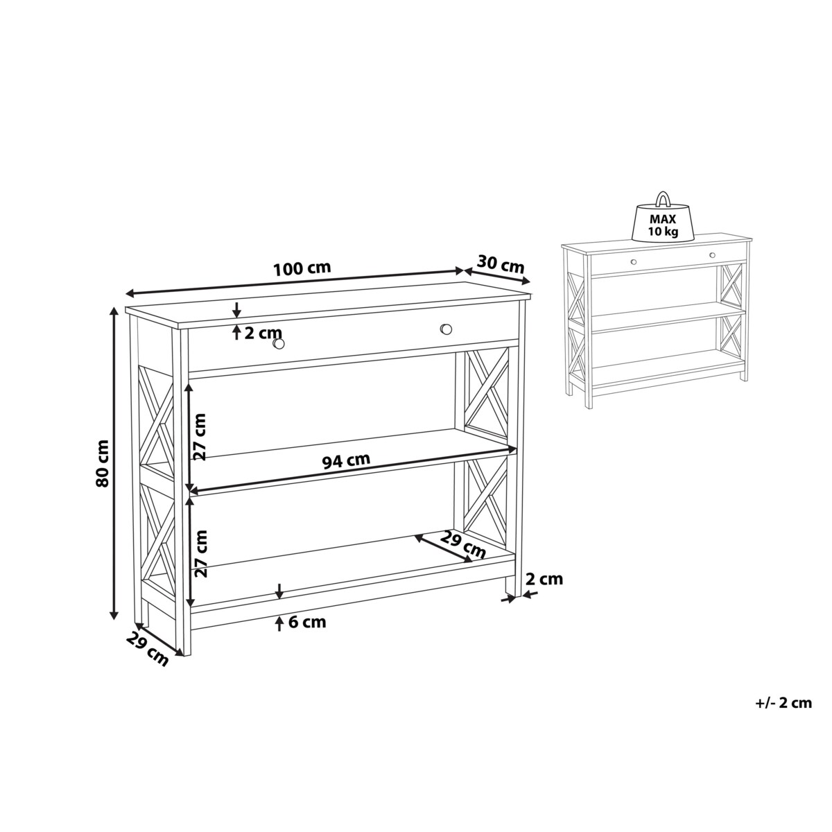 Konsola 1 szuflada biała MONTGOMERY