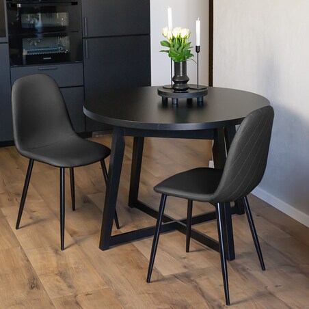 Krzesło tapicerowane czarne ekoskóra nowoczesne loft do salonu