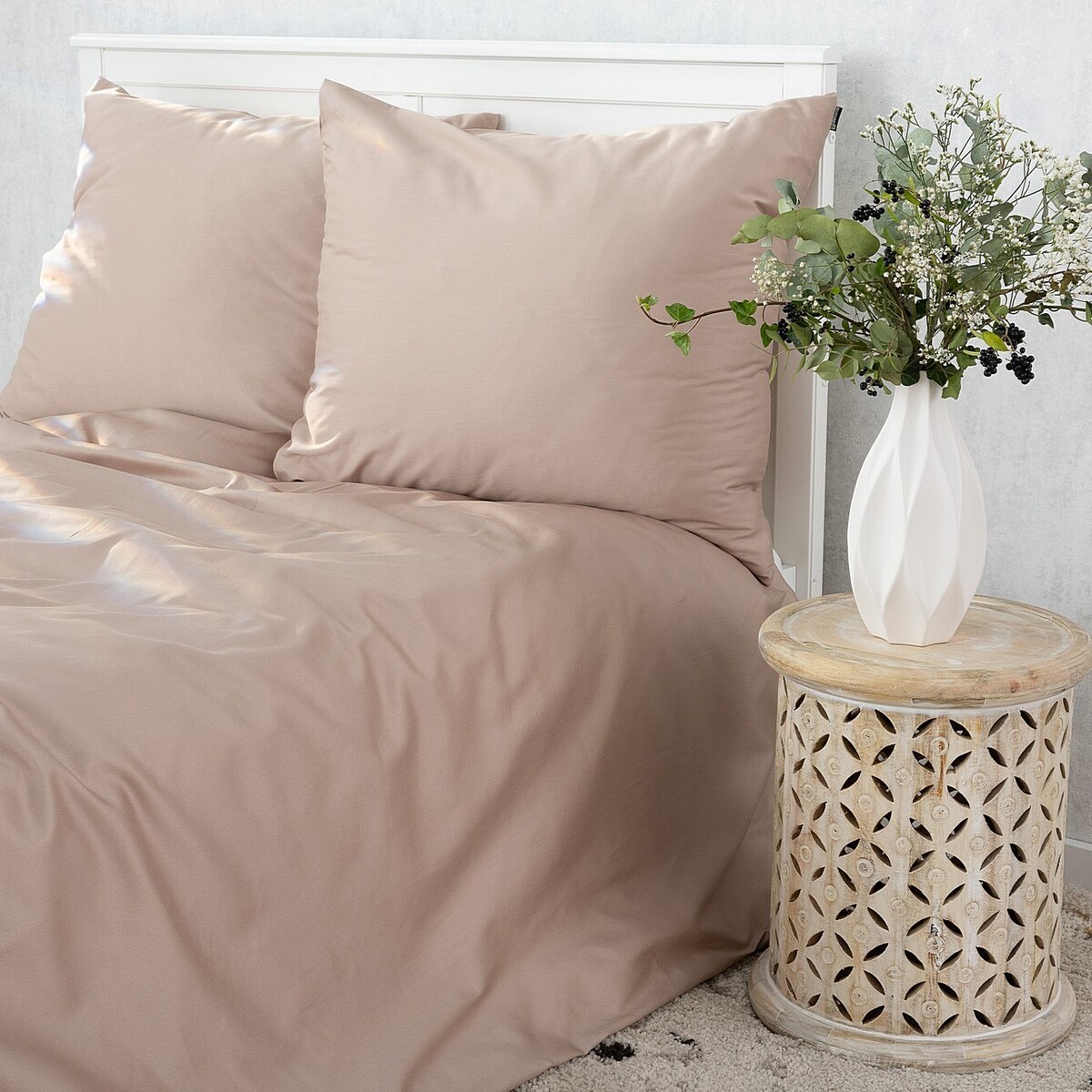Pościel z satyny bawełnianej Rose beige 160x200 cm, 160x200 cm