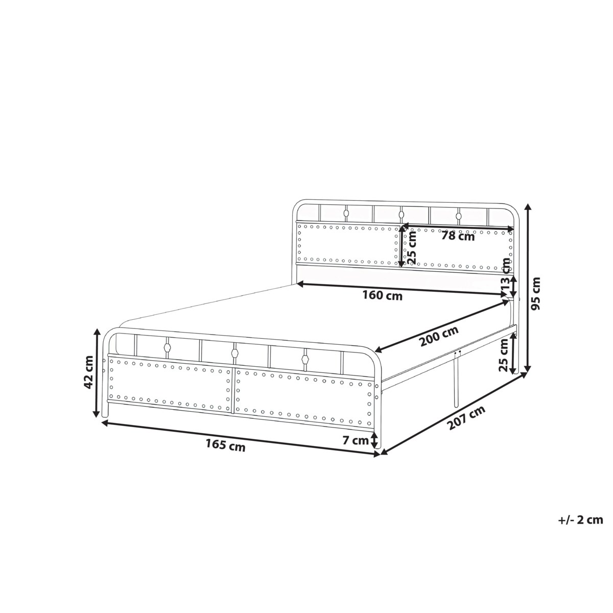 Łóżko Metal BREUILLET 160 x 200 cm Czarny