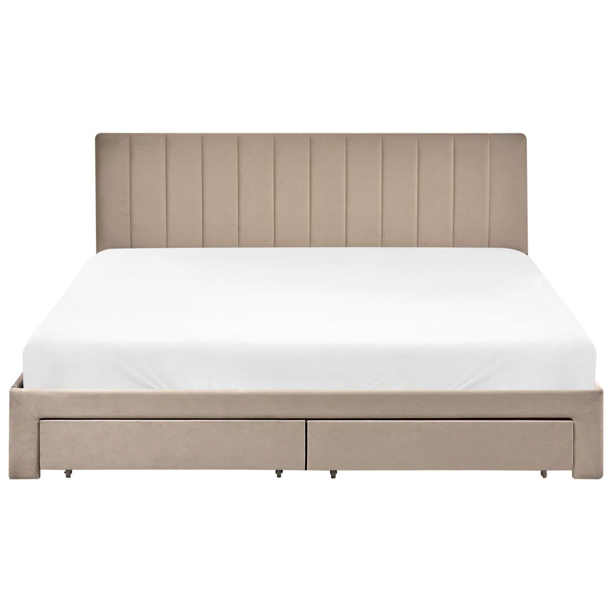 Łóżko z szufladami Welur LONZAC 180 x 200 cm Beżowoszary