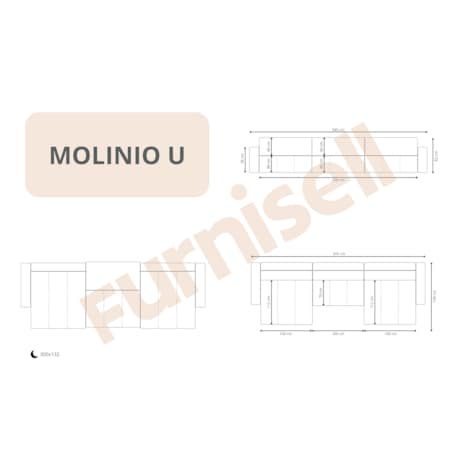 Narożnik MOLINIO U z funkcją spania Kolor: Wind 48