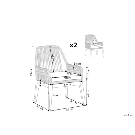 Zestaw 2 krzeseł ogrodowych beżowy OLBIA