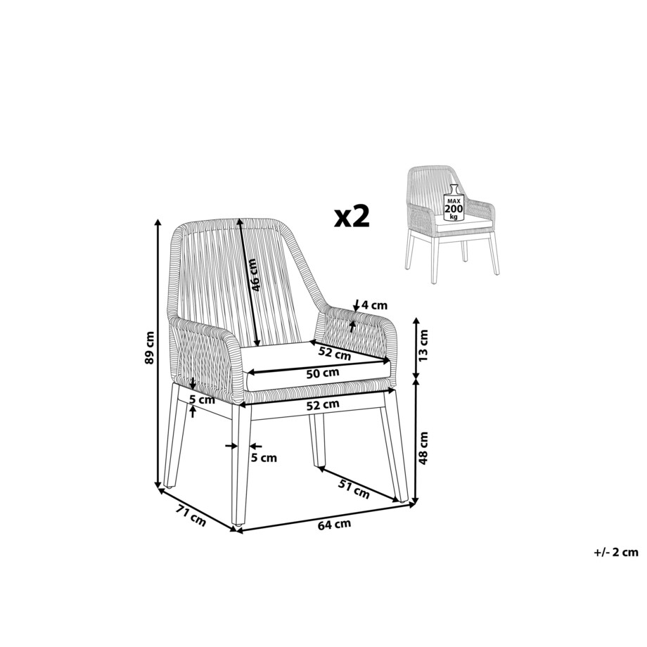 Zestaw 2 krzeseł ogrodowych beżowy OLBIA