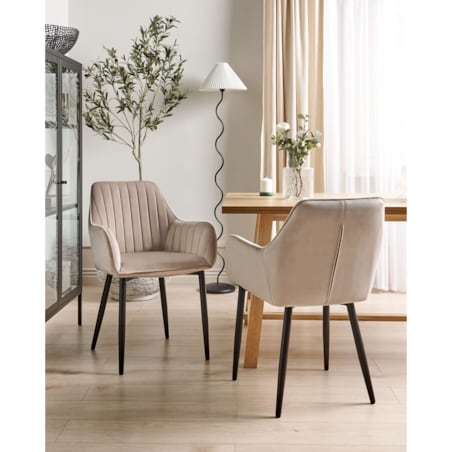 Krzesło do jadalni Zestaw 2 Welur Beżowoszary WELLSTON