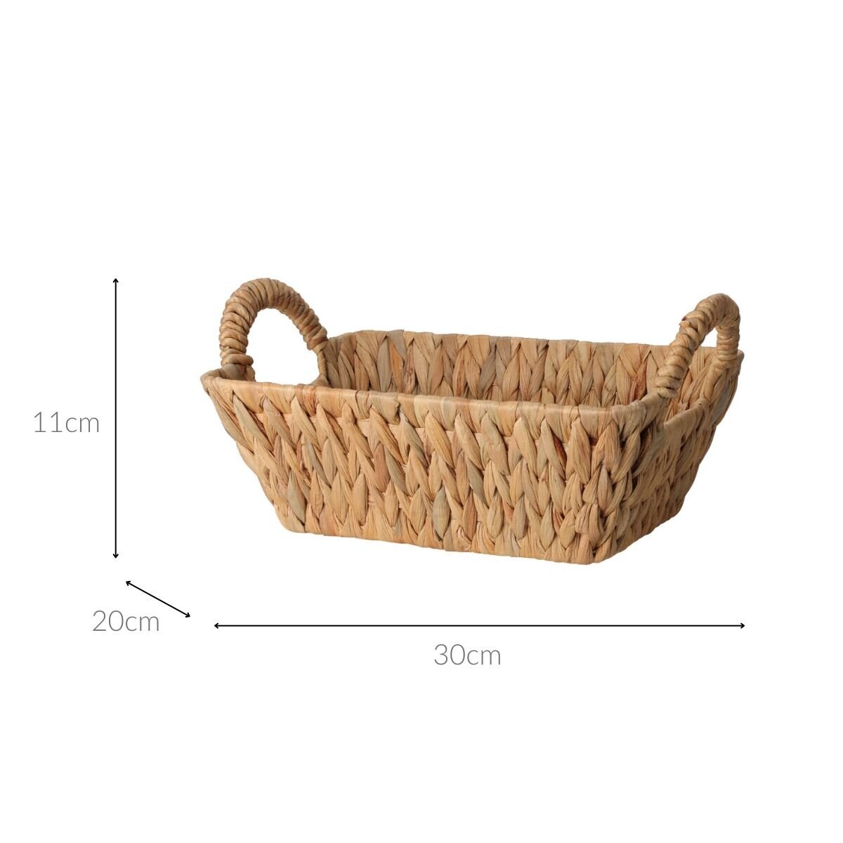 Koszyk na chleb pleciony z hiacyntu wodnego BRAID, z uchwytami, 30 x 20 cm