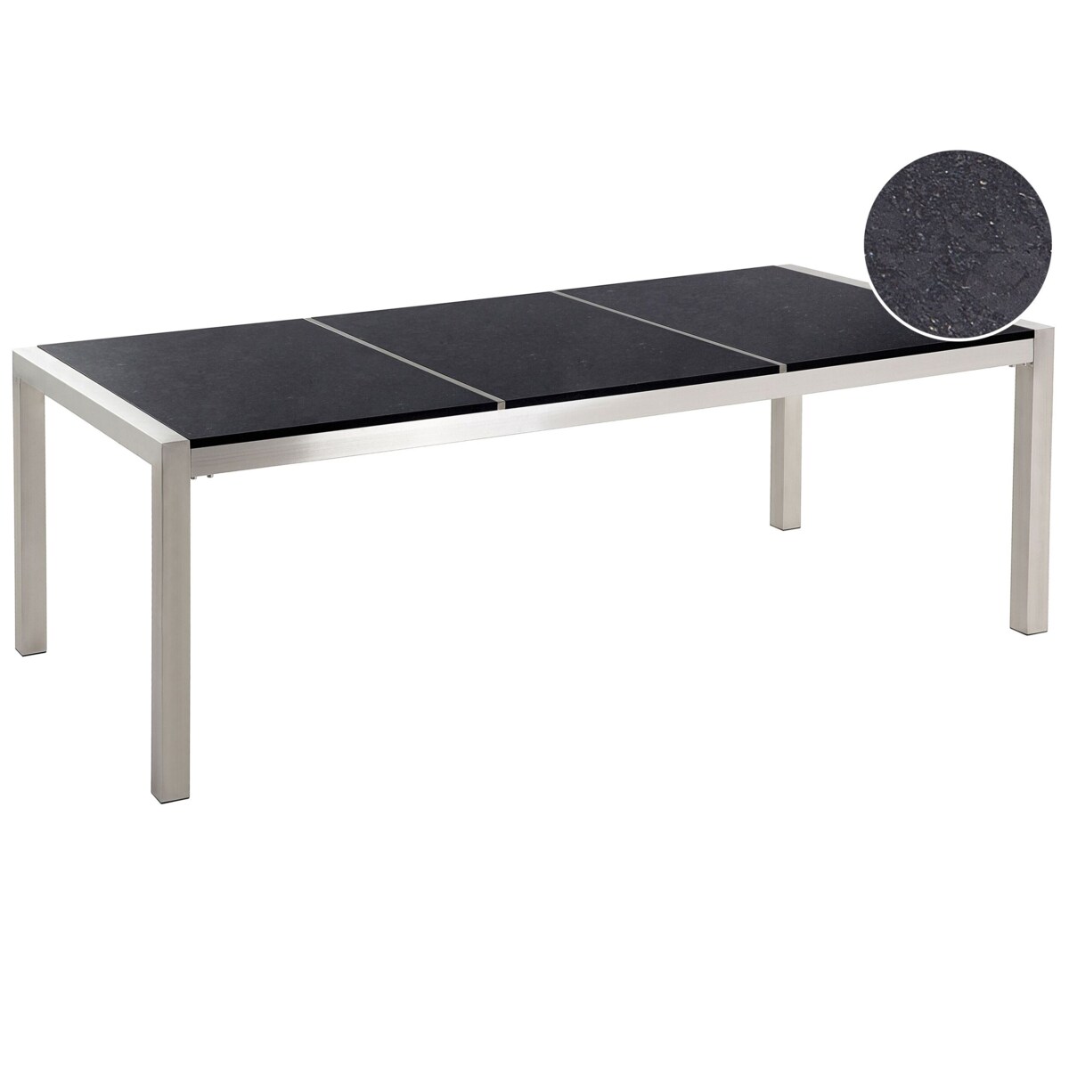 Stół ogrodowy GROSSETO 220 cm 100 cm Polerowany Granit Czarny