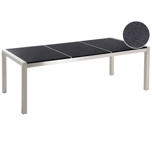 Stół ogrodowy GROSSETO 220 cm 100 cm Polerowany Granit Czarny