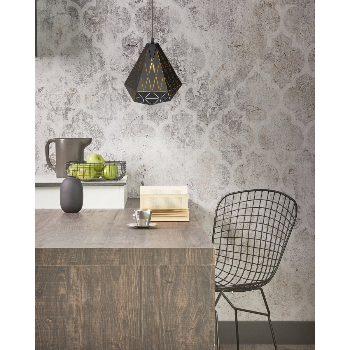 Lampa Sufitowa Wisząca Geometryczna Loft Czarna