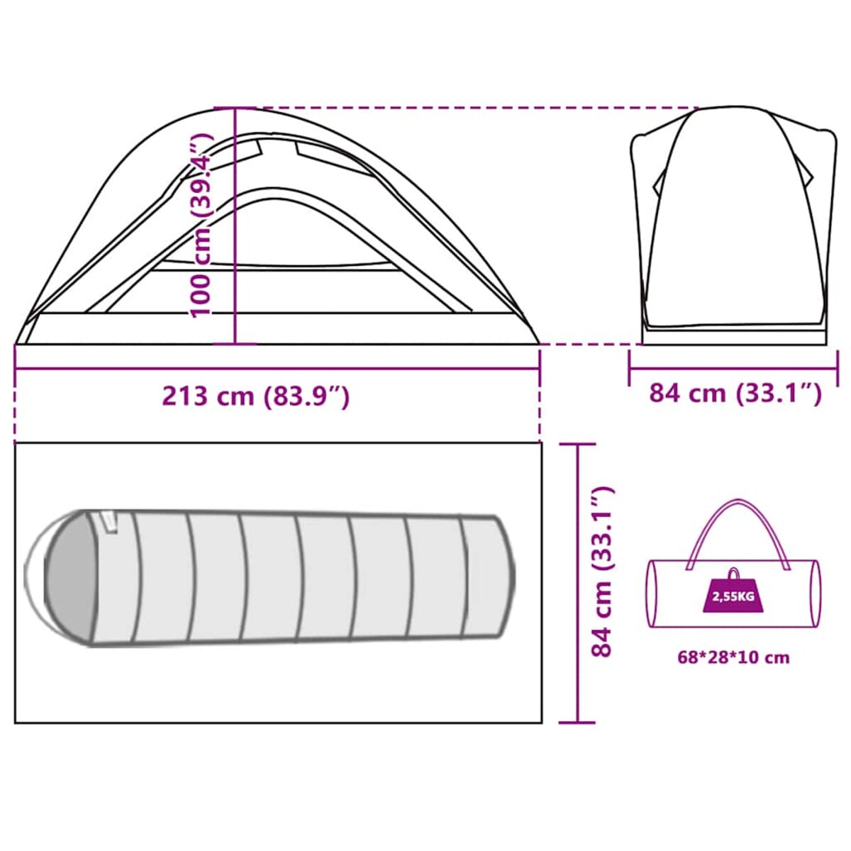 vidaXL Namiot turystyczny, 1-os., zielony, wodoszczelny