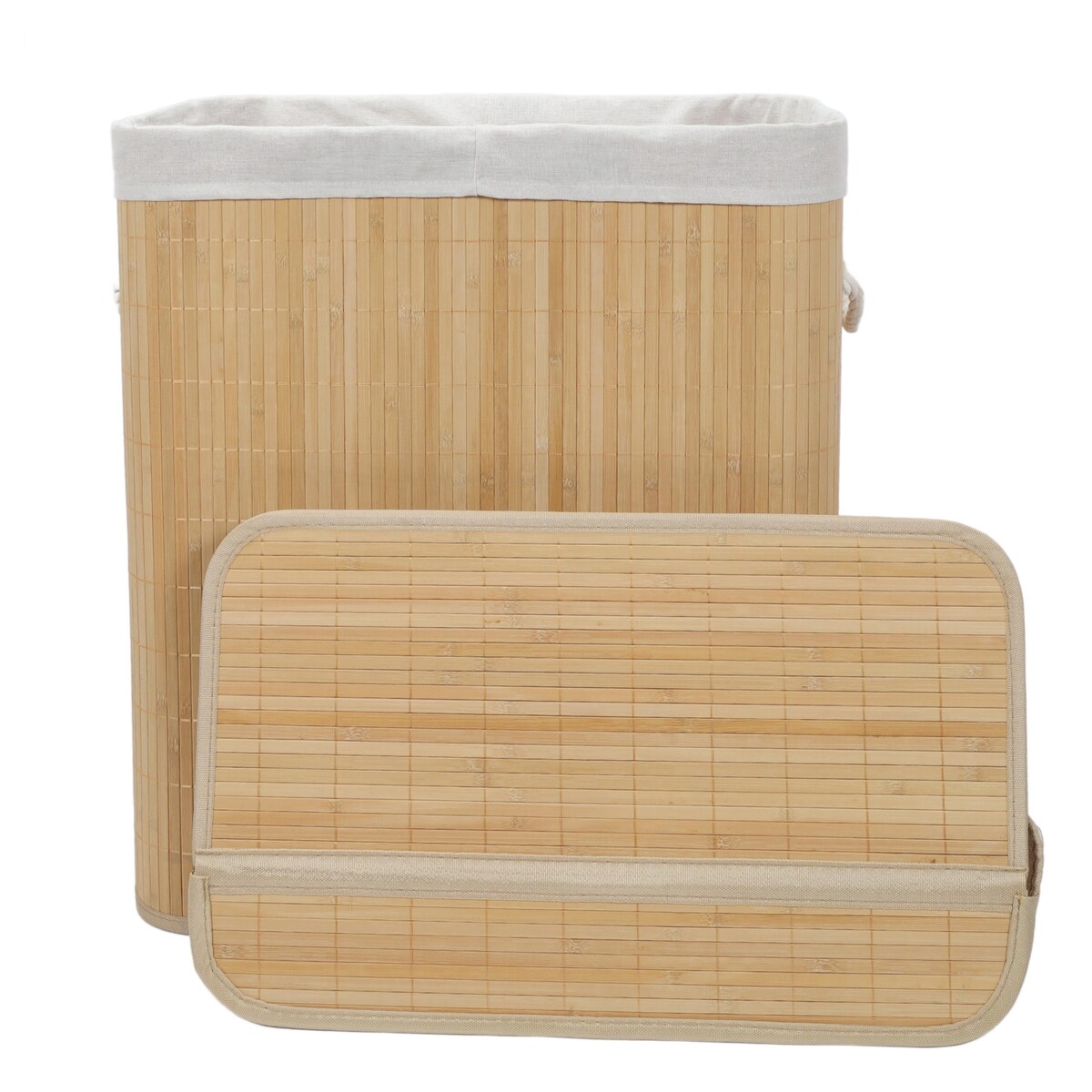 Bambusowy kosz na pranie, dwukomorowy ARVI, 100 l