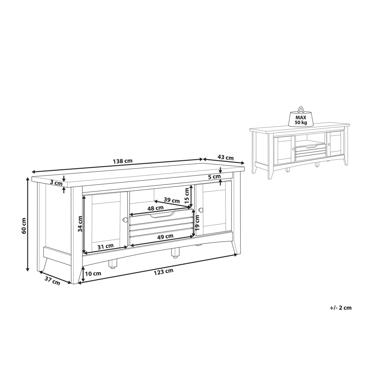 Szafka RTV jasne drewno AGORA