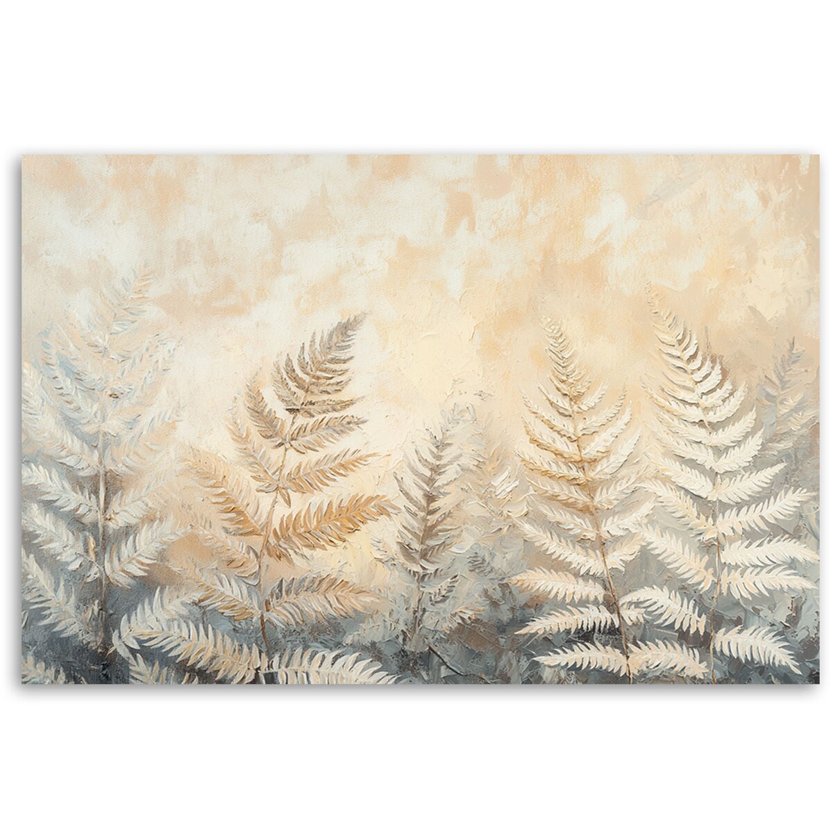 Nowoczesny Obraz do salonu sypialni Beżowe liście paproci natura pióra boho 120x80