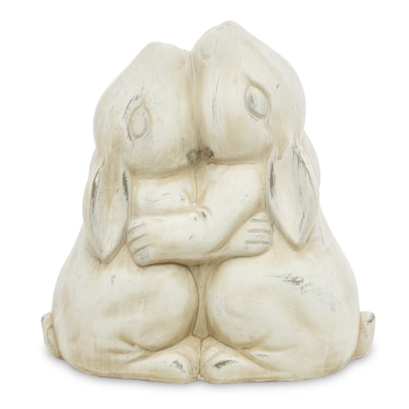 Dekoracja - figurka 2 beżowe przytulone króliczki 20x19,5x10 cm BRAKUMI