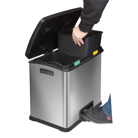 EKO Kosz na śmieci z pedałem Rejoice, 2x12 L, matowy, srebrny
