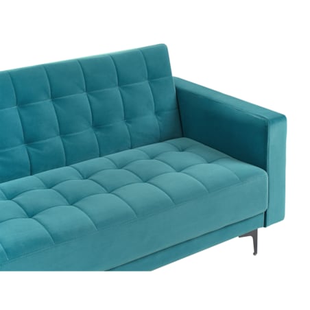 Sofa prawostronna rozkładana welurowa morska ABERDEEN