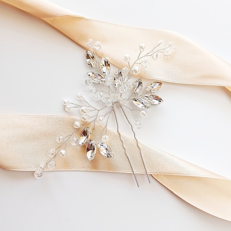 Elegancka kokówka ślubna szpilka do włosów z cyrkoniami