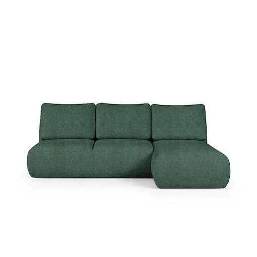 Mirel Sofa narożna prawa bez podłokietników zielona