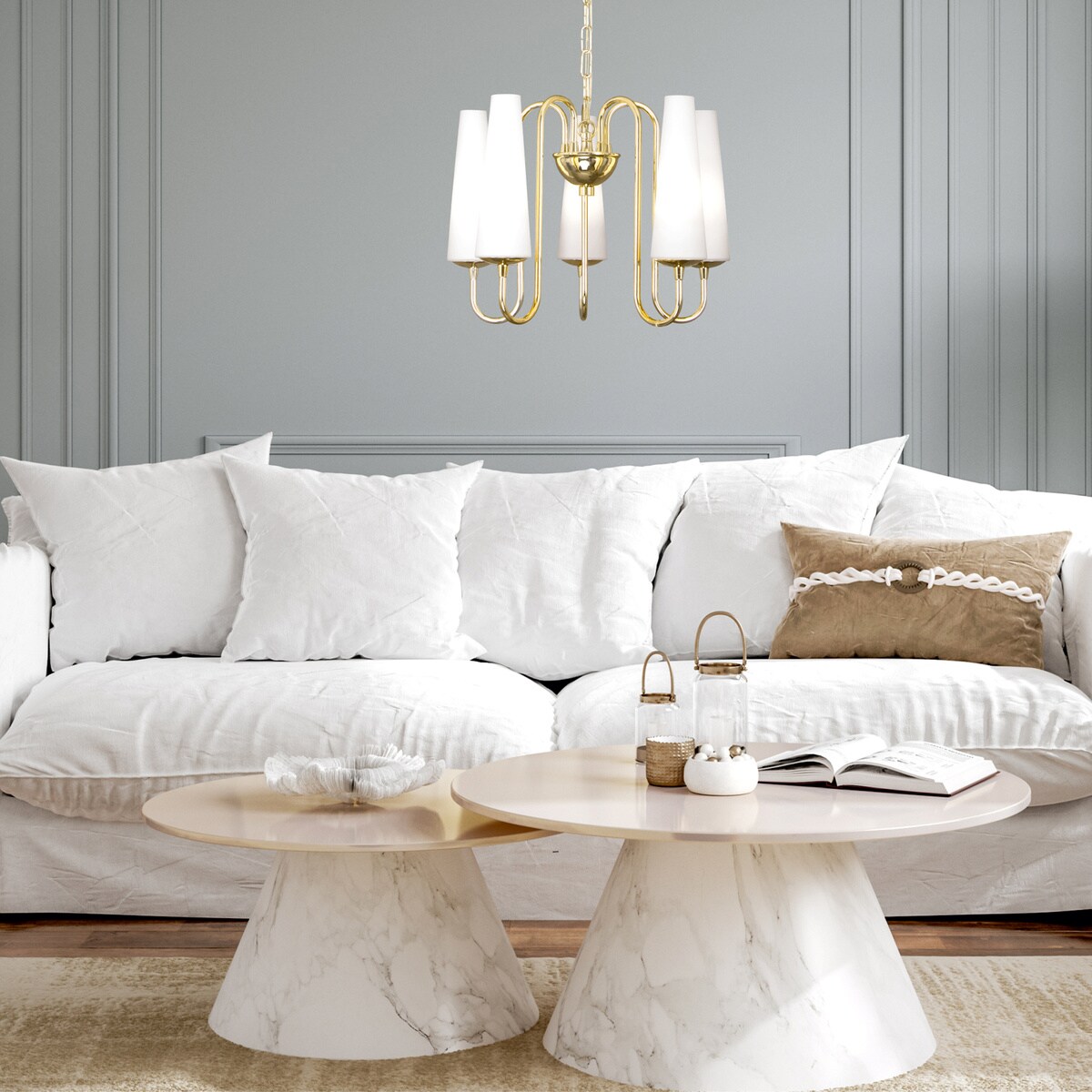 Żyrandol świecznikowy Magnum 1127 Zumaline na łańcuchu złoty