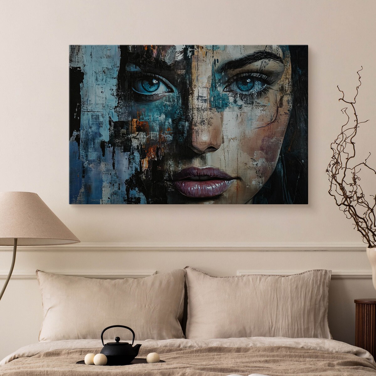 OBRAZ DO SALONU SYPIALNI ABSTRAKCYJNY PORTRET KOBIETY MURAL 120x80cm