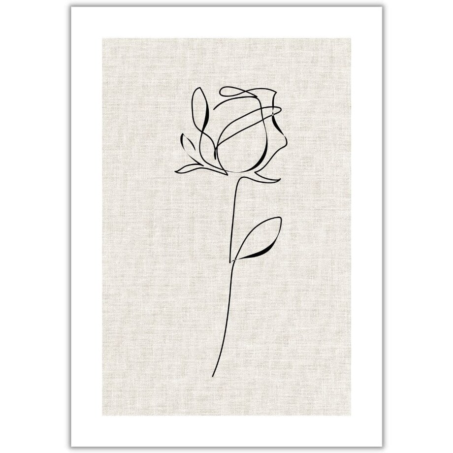 plakat line art róża len 70x100 cm