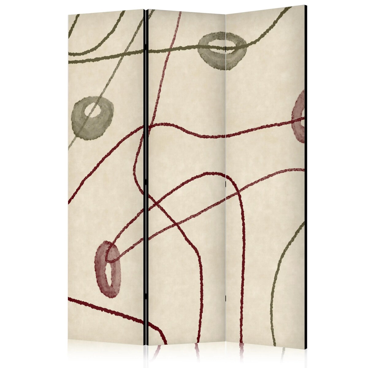 Parawan jednostronny Tła i desenie 135x172 cm 3-częściowy biały