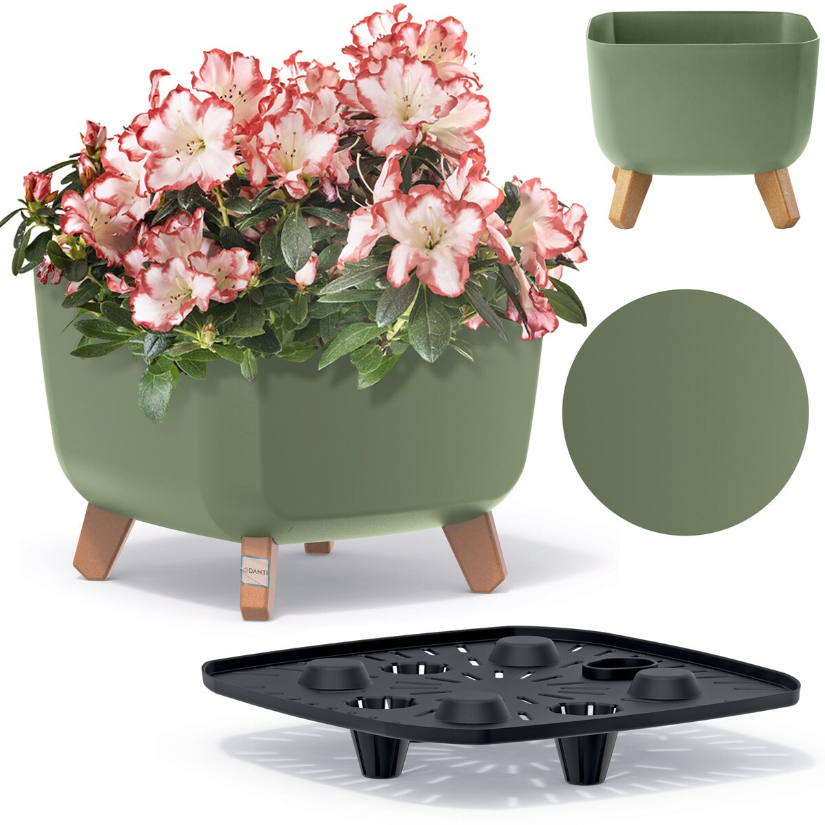 Doniczka Donica Ogrodowa 29 Cm Na Nóżkach Dekoracyjna Zielony