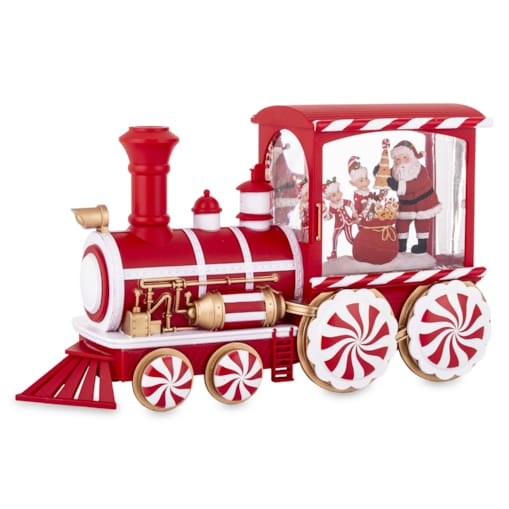 Dekoracja świąteczna - 18x30,5x11 cm lokomotywa z pozytywką i LED