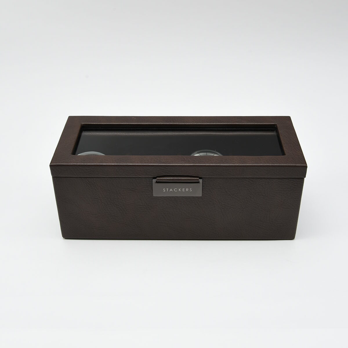 Pudełko na zegarki Stackers czterokomorowe brązowe