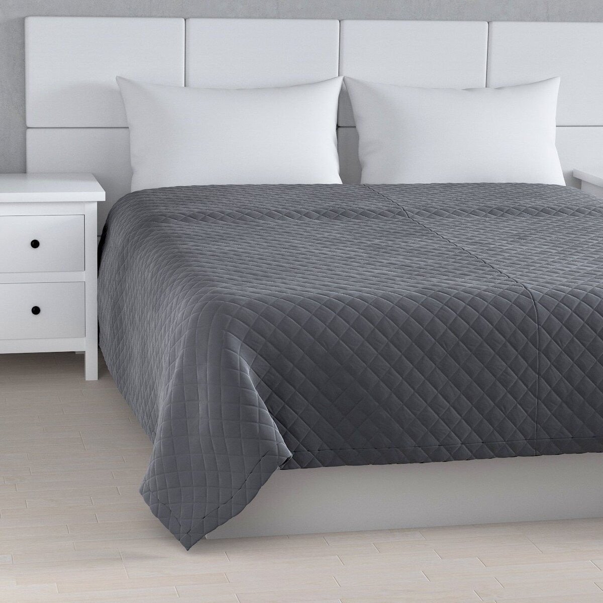 Narzuta pikowana w romby 200x210 grafitowy szary